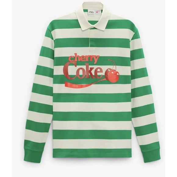 New Zara CHERRY COKE © THE COCA-COLA COMPANY STRIPED POLO SHIRT
